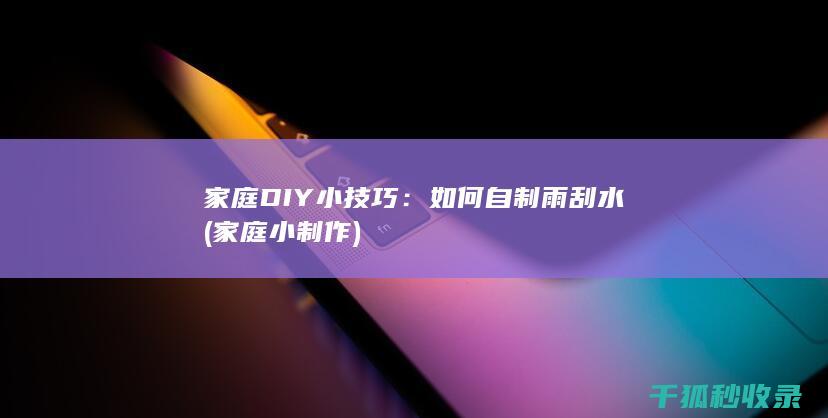 家庭DIY小技巧：如何自制雨刮水 (家庭小制作)